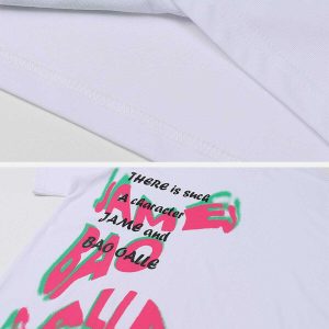 retro letter print tshirt edgy  vibrant urban streetwear 1313