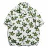 retro pineapple leaves tee vibrant short sleeve shirt 6850