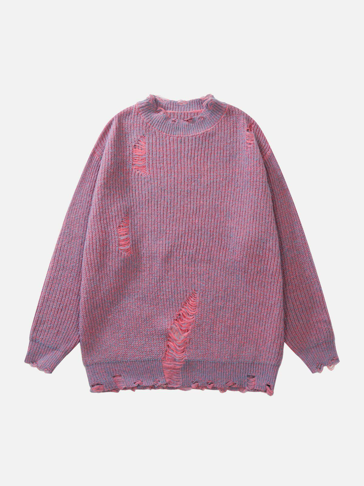 retro ripped knit sweater y2k fashion essential 8875