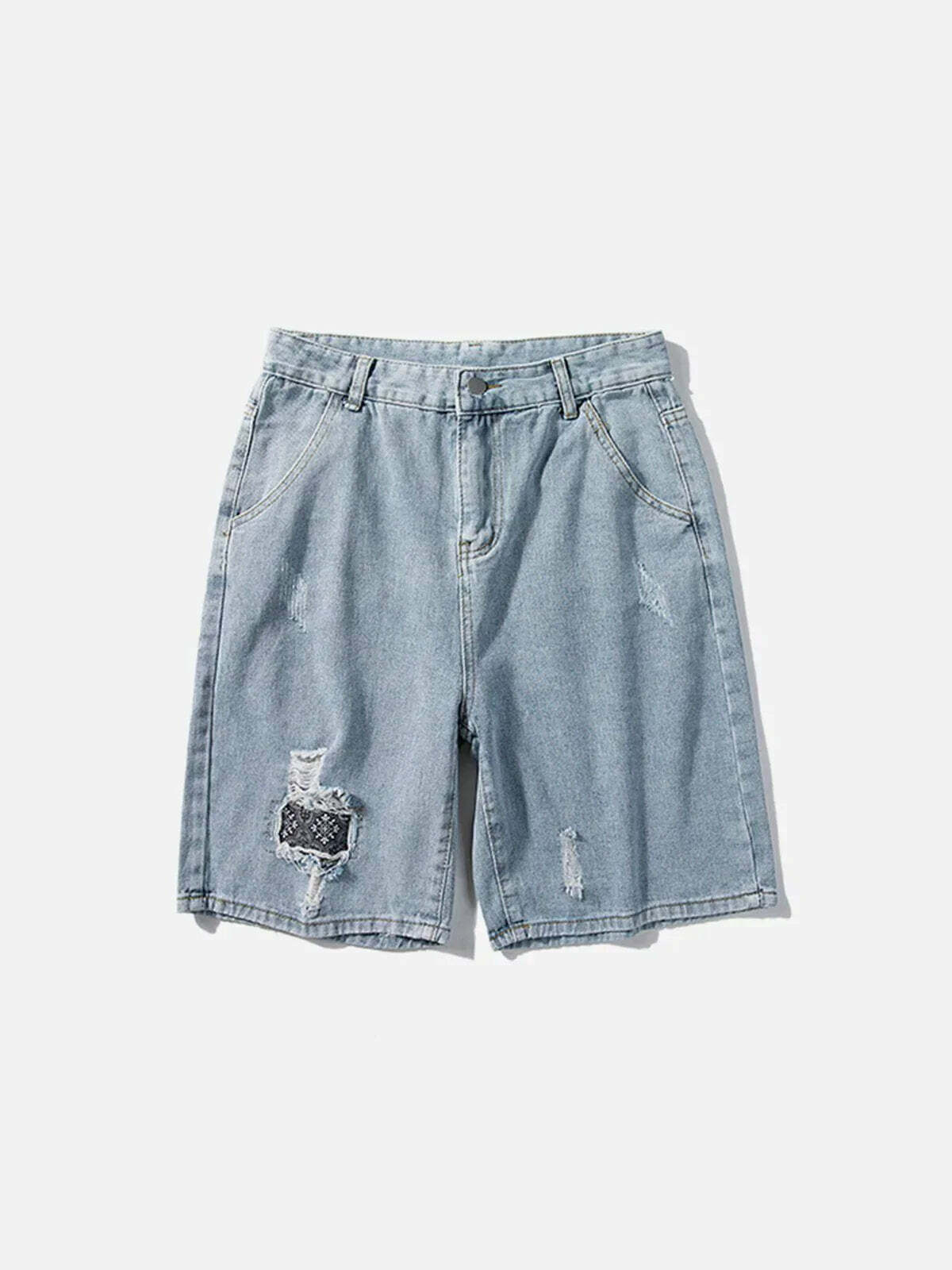 retro shredded denim shorts edgy streetwear staple 3511