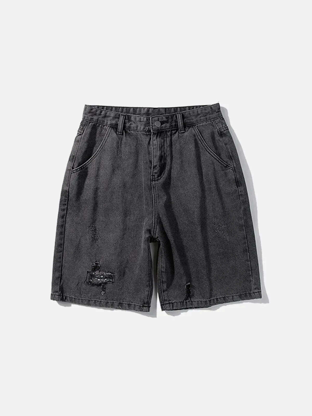 retro shredded denim shorts edgy streetwear staple 7794