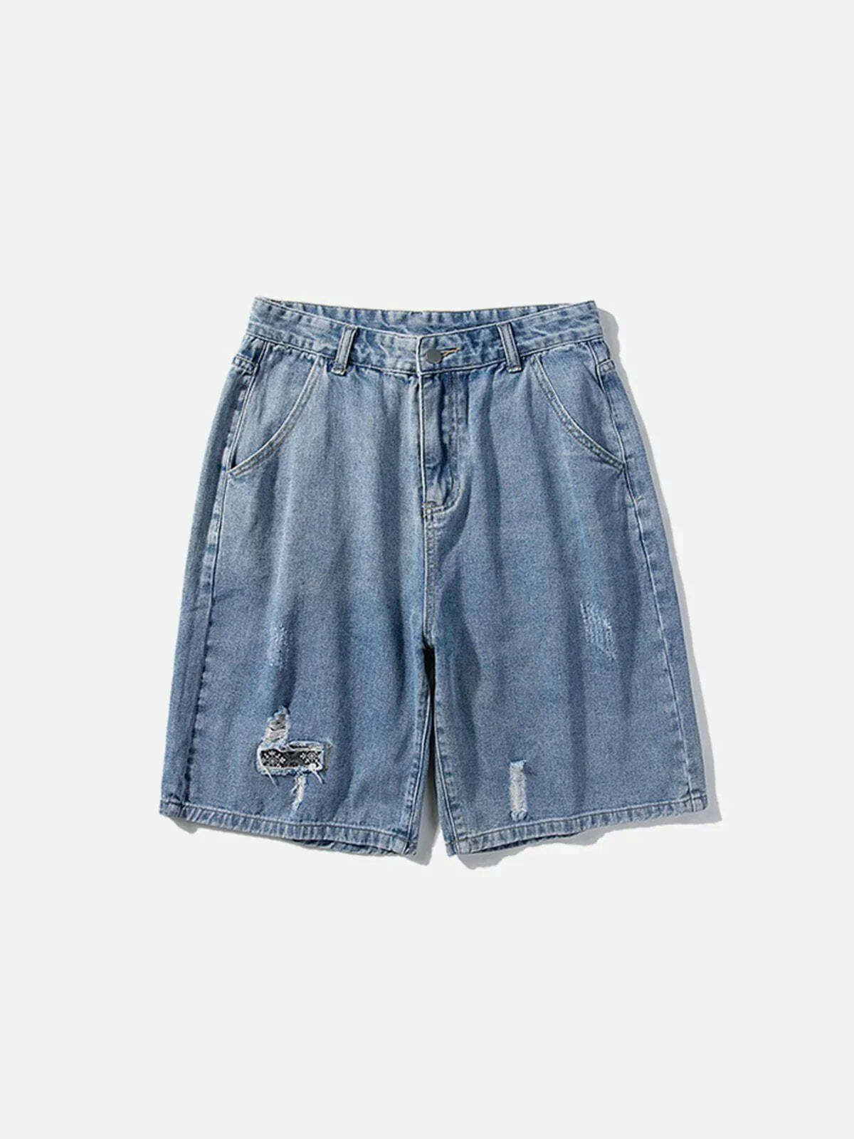 retro shredded denim shorts edgy streetwear staple 7968