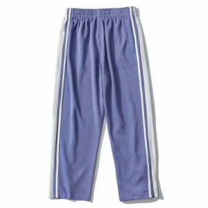 retro side stripe track pants edgy & athletic streetwear 4912