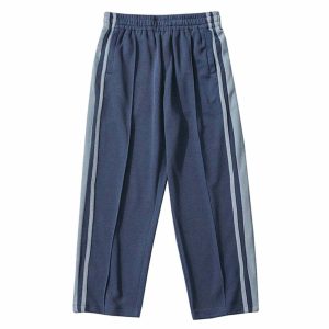 retro side stripe track pants edgy & athletic streetwear 5670
