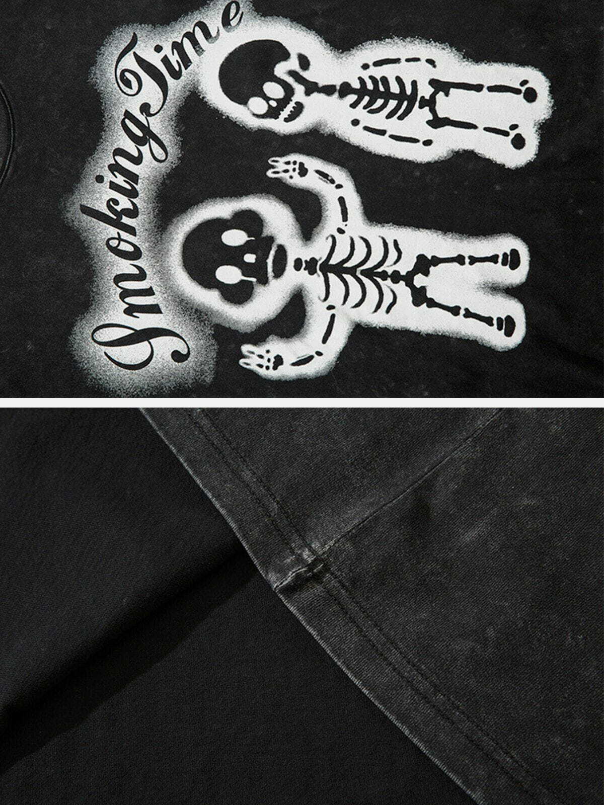 retro skeleton tee edgy streetwear essential 8529