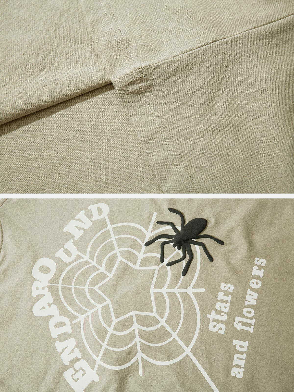 retro spider print tee edgy urban streetwear essential 2981