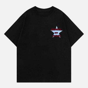 retro star tassel tee edgy  vibrant y2k fashion shirt 7266