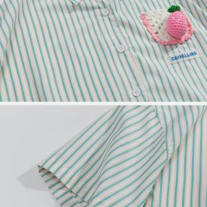 retro strawberry stripe tee edgy  vibrant  y2k streetwear 4554