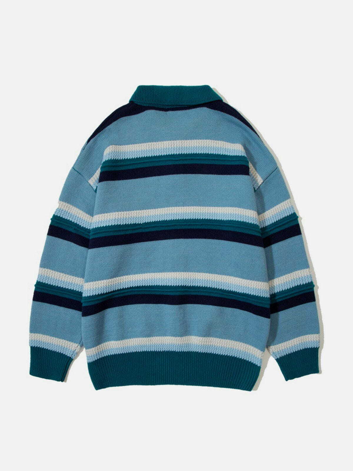 retro striped polo sweater classic & stylish streetwear 2214