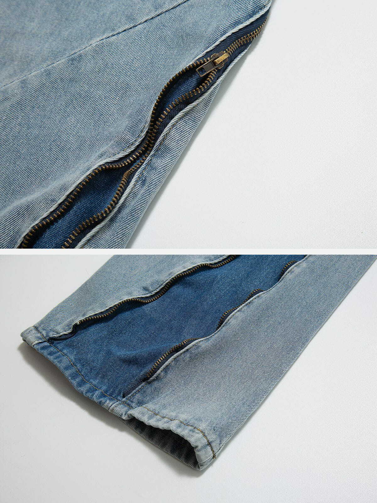 retro wash zip jeans adjustable fit & vintage vibes 1847
