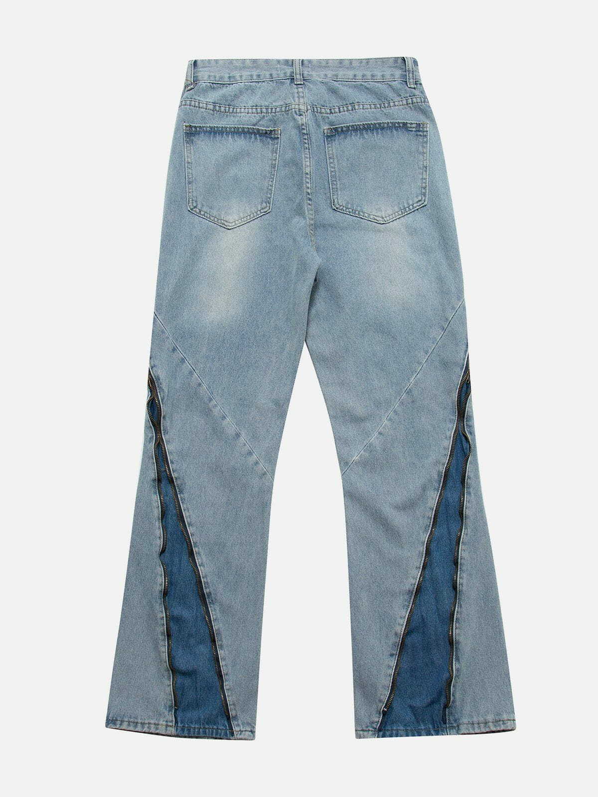 retro wash zip jeans adjustable fit & vintage vibes 4251