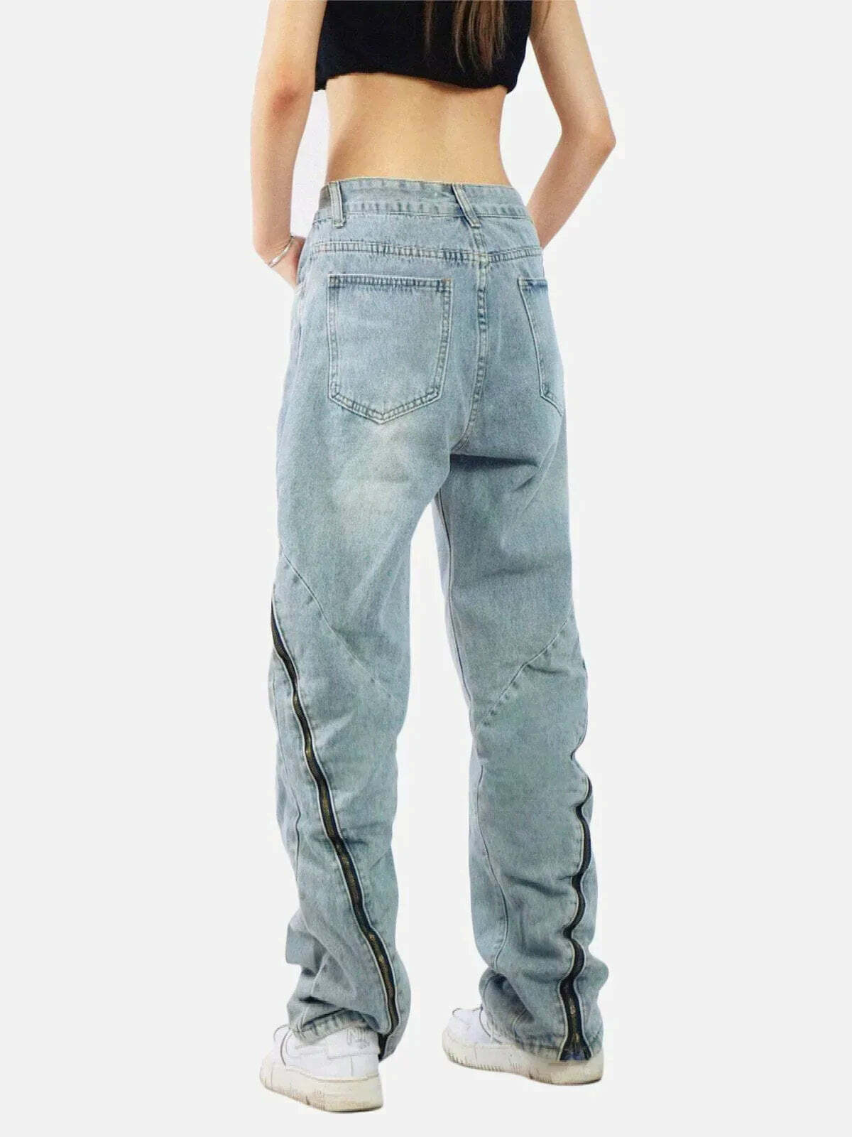retro wash zip jeans adjustable fit & vintage vibes 5465