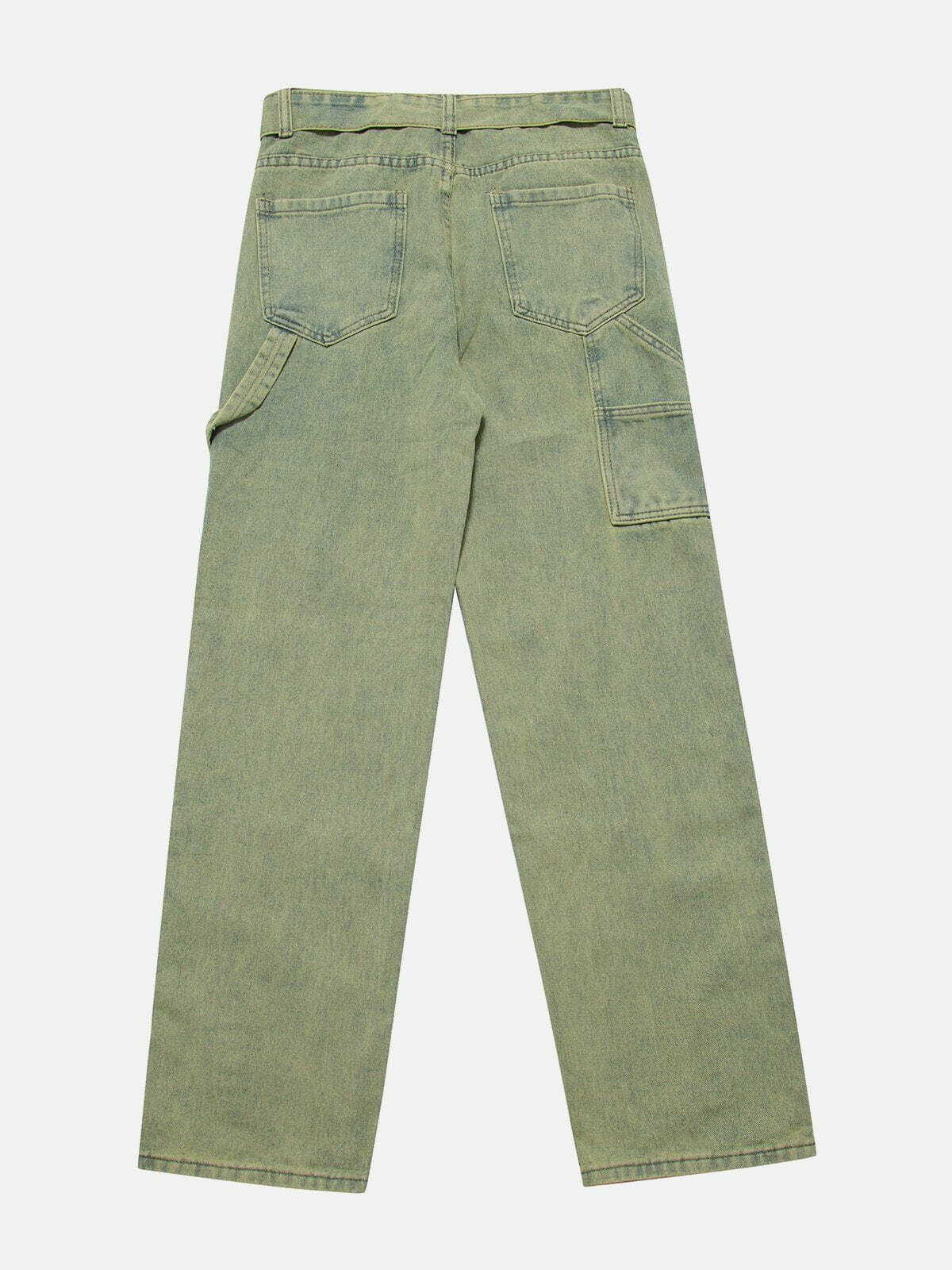 retro washed button slit jeans edgy & stylish denim 4059