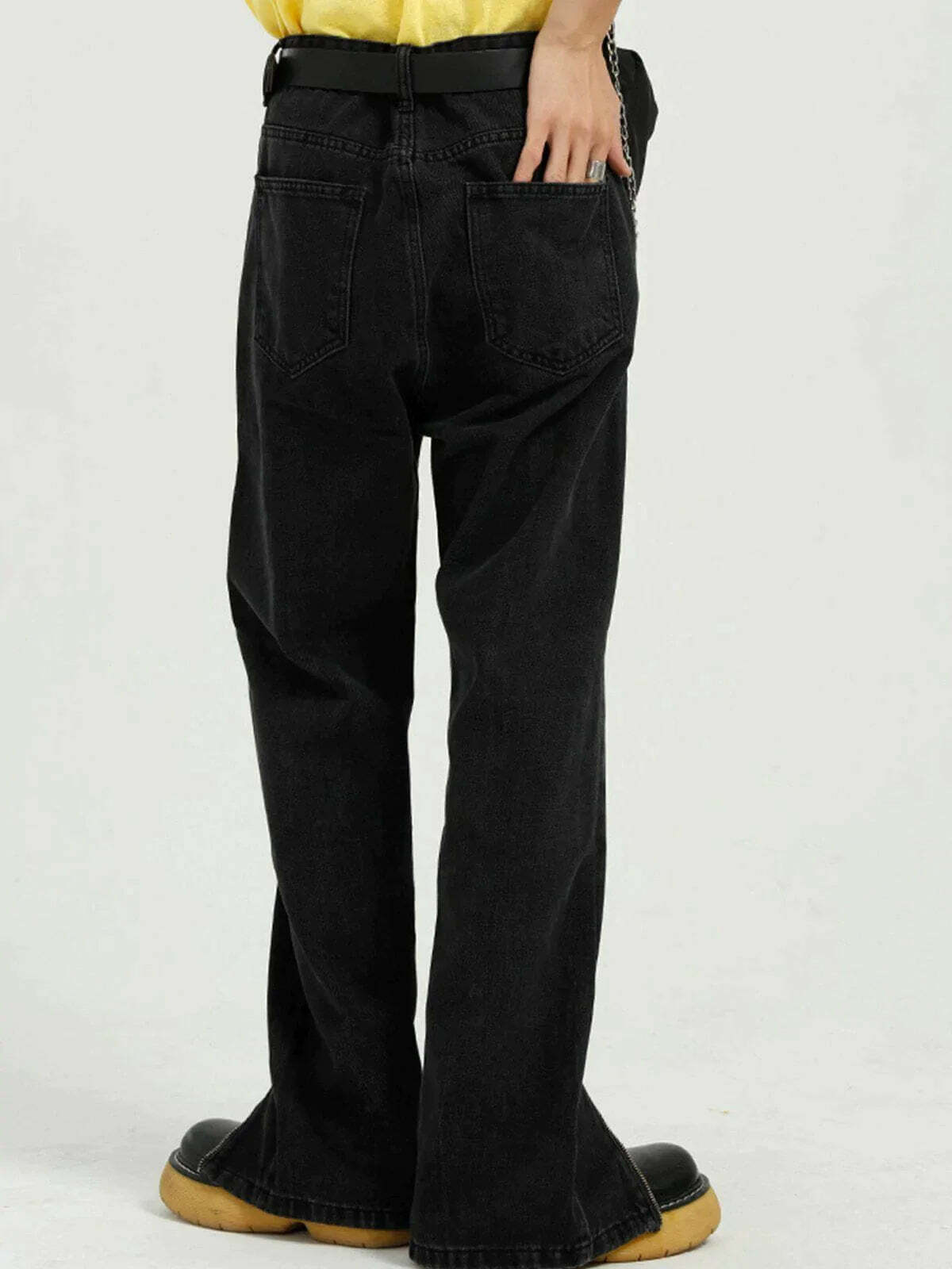 retro zippered jeans edgy & sleek streetwear 1157