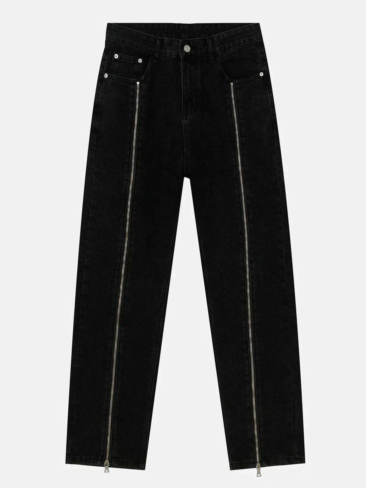 retro zippered jeans edgy & sleek streetwear 6525