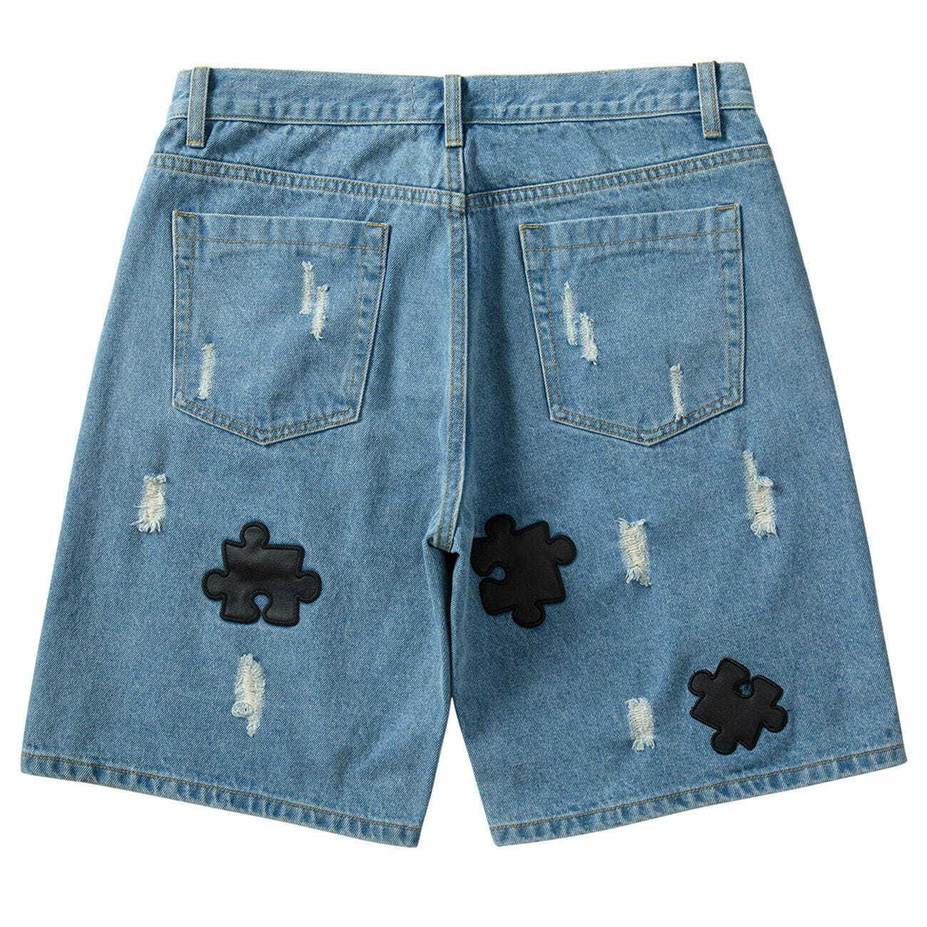 retro zipup puzzle shorts edgy streetwear chic 5569