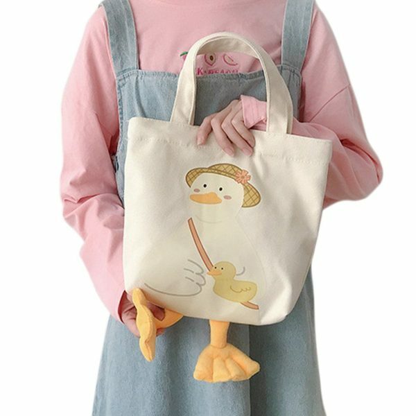 revamped duck canvas bag edgy  retro streetwear accessory 8693