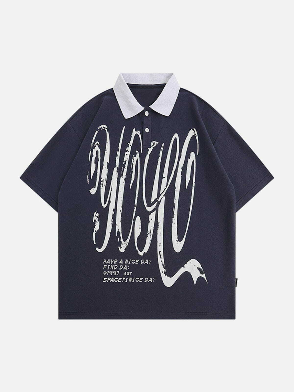 revamped graffiti polo tee edgy streetwear fashion shirts 5079