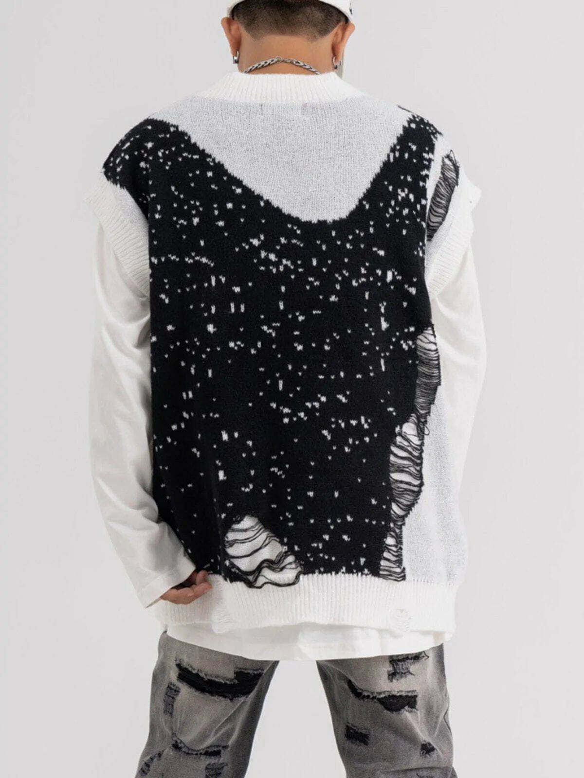 revolutionary colorful knit vest edgy  retro  and vibrant streetwear 2656