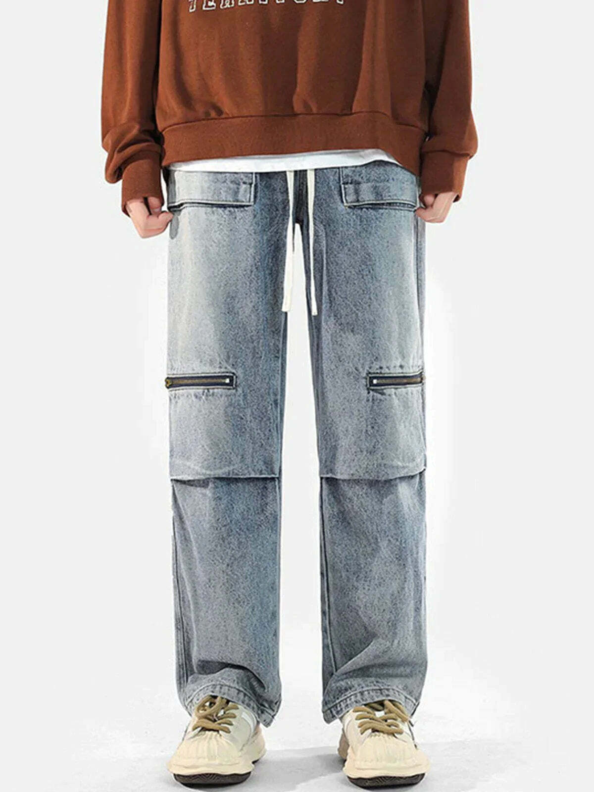 revolutionary drawstring jeans zip pocket detail 3481