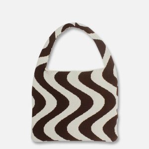 revolutionary knitting stripe bag edgy  retro fashion statement 8270