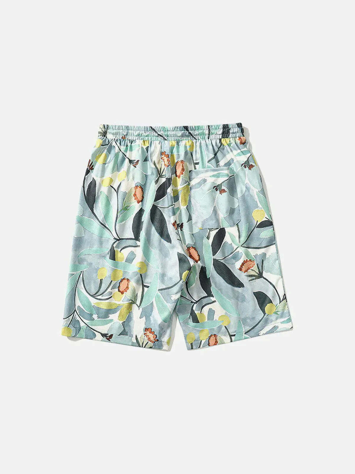 revolutionary lotus print shorts edgy  retro swimwear for a vibrant summer 8564