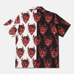 revolutionary patchwork devil shirt edgy  retro streetwear 5640