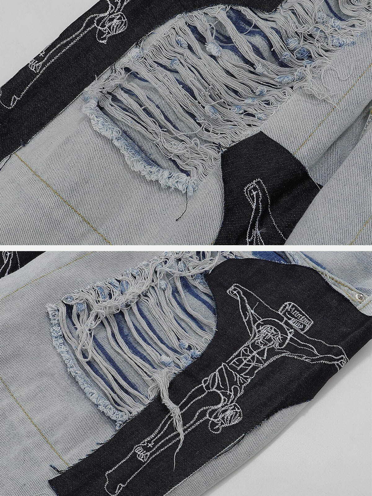revolutionary patchwork jeans edgy & distinctive streetwear 7044
