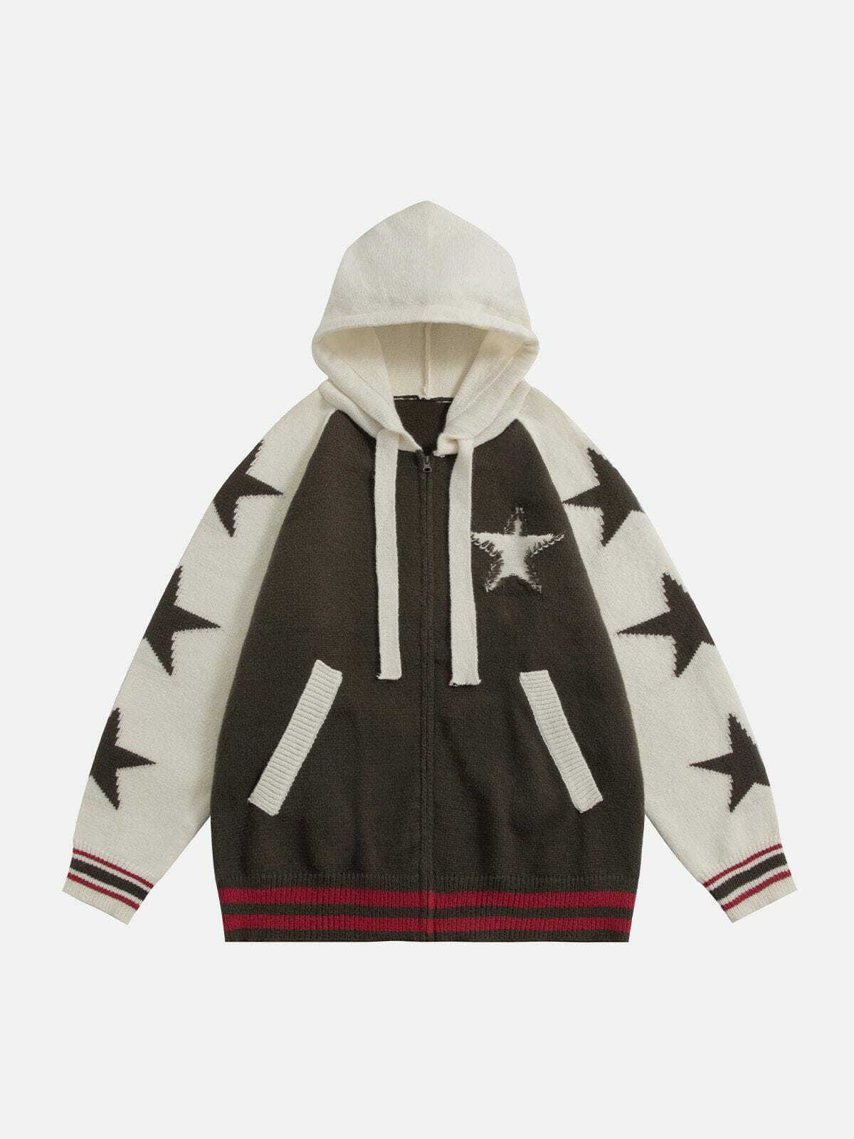 revolutionary pentagrams hoodie edgy patchwork design 5158