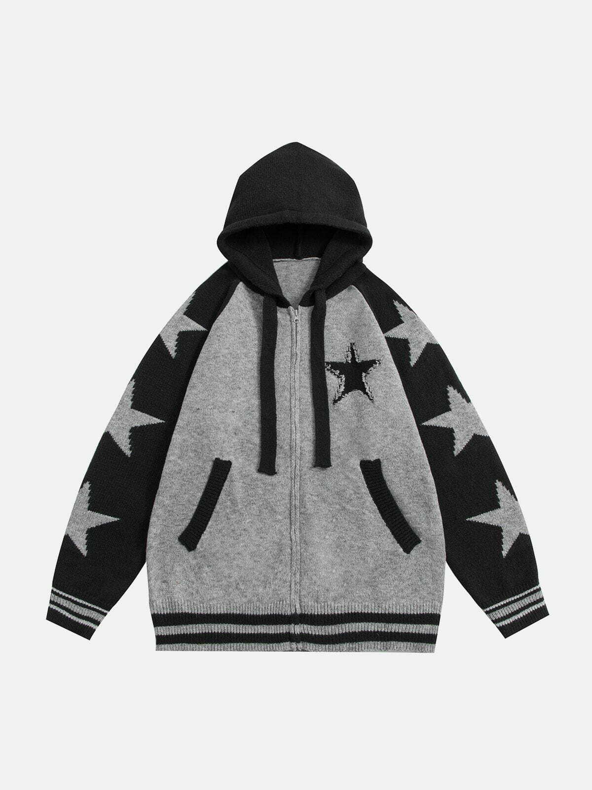 revolutionary pentagrams hoodie edgy patchwork design 6727