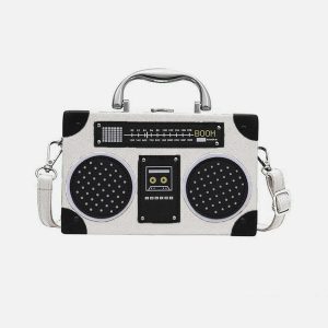 revolutionary radio style crossbody bag edgy  retro streetwear accessory 3411