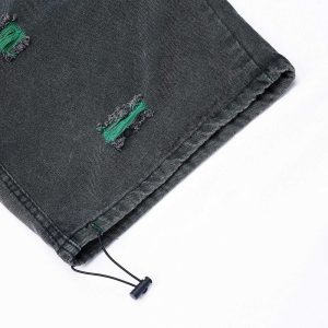 revolutionary ripped denim drawstring shorts y2k streetwear essential 4372