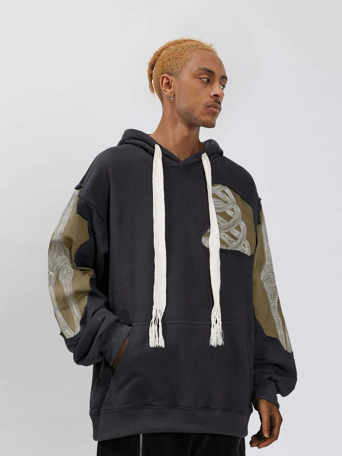 revolutionary skeleton hoodie patchwork urban style 7285