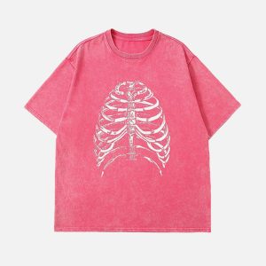 revolutionary skeleton print tee edgy streetwear shirt 3845