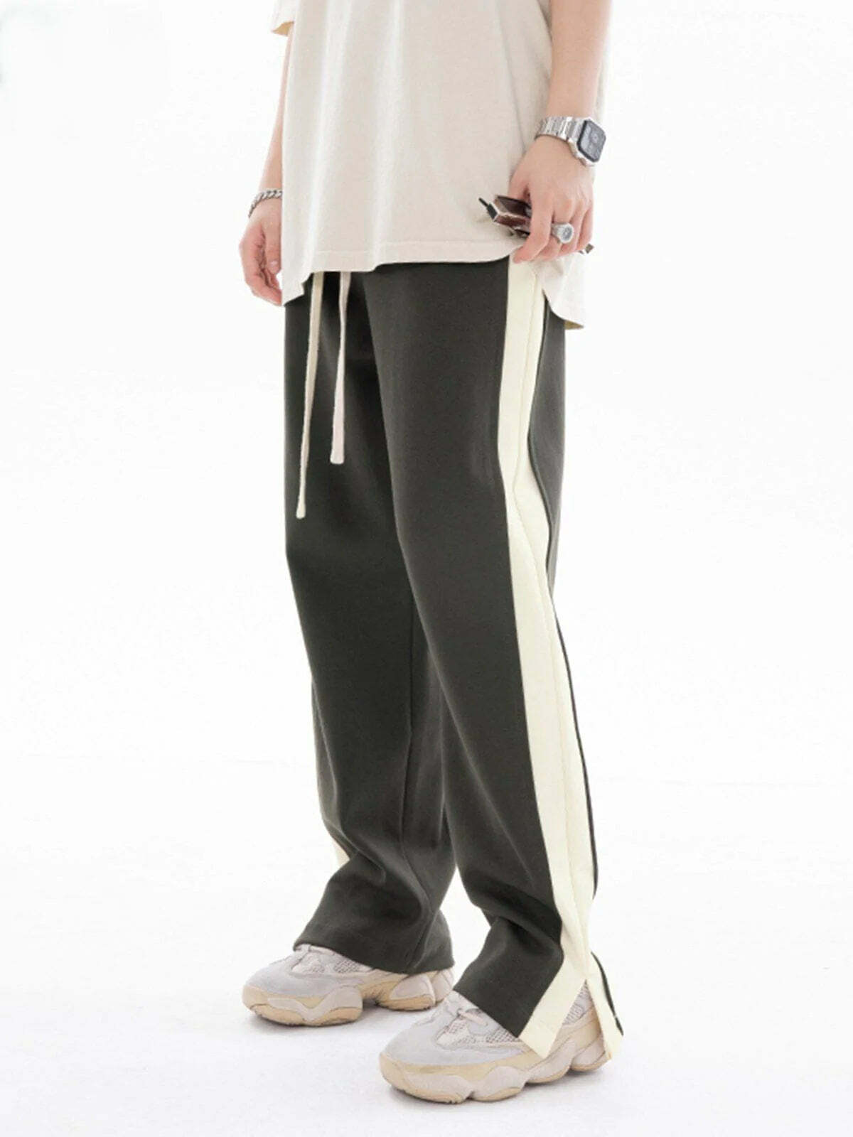 revolutionary split pants edgy patchwork design 5849