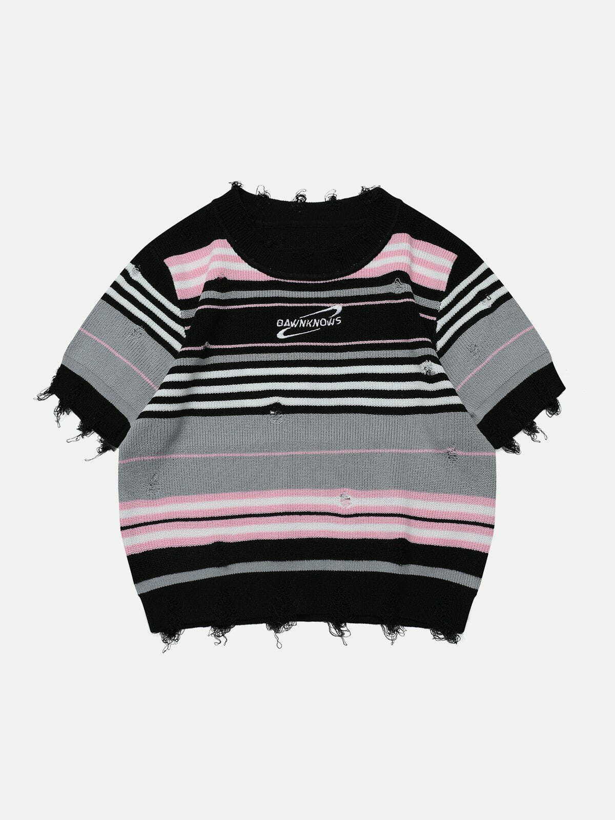 revolutionary striped knit tee edgy y2k streetwear 5229