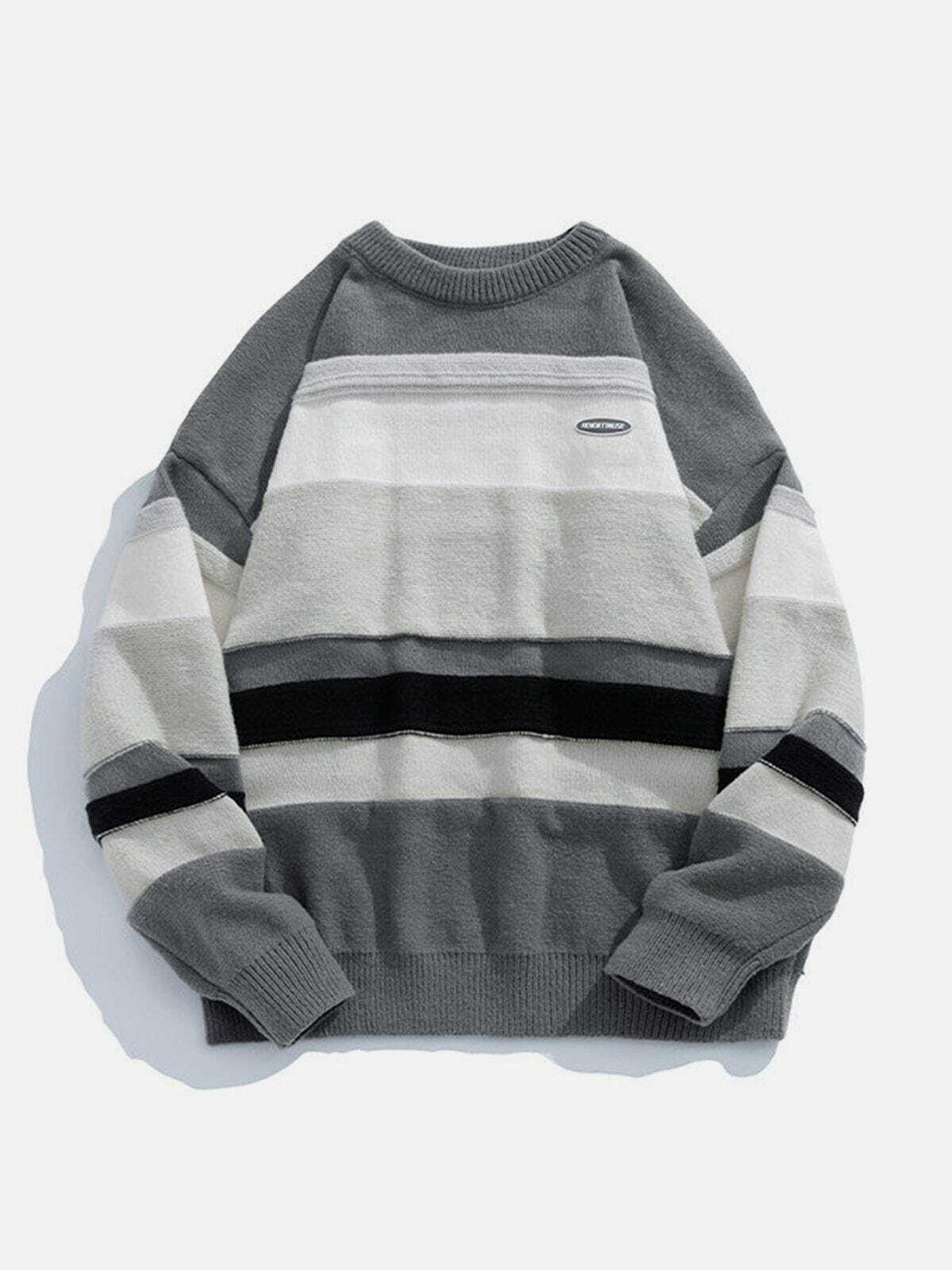 revolutionary stripes splicing sweater urban edge & y2k chic 3395