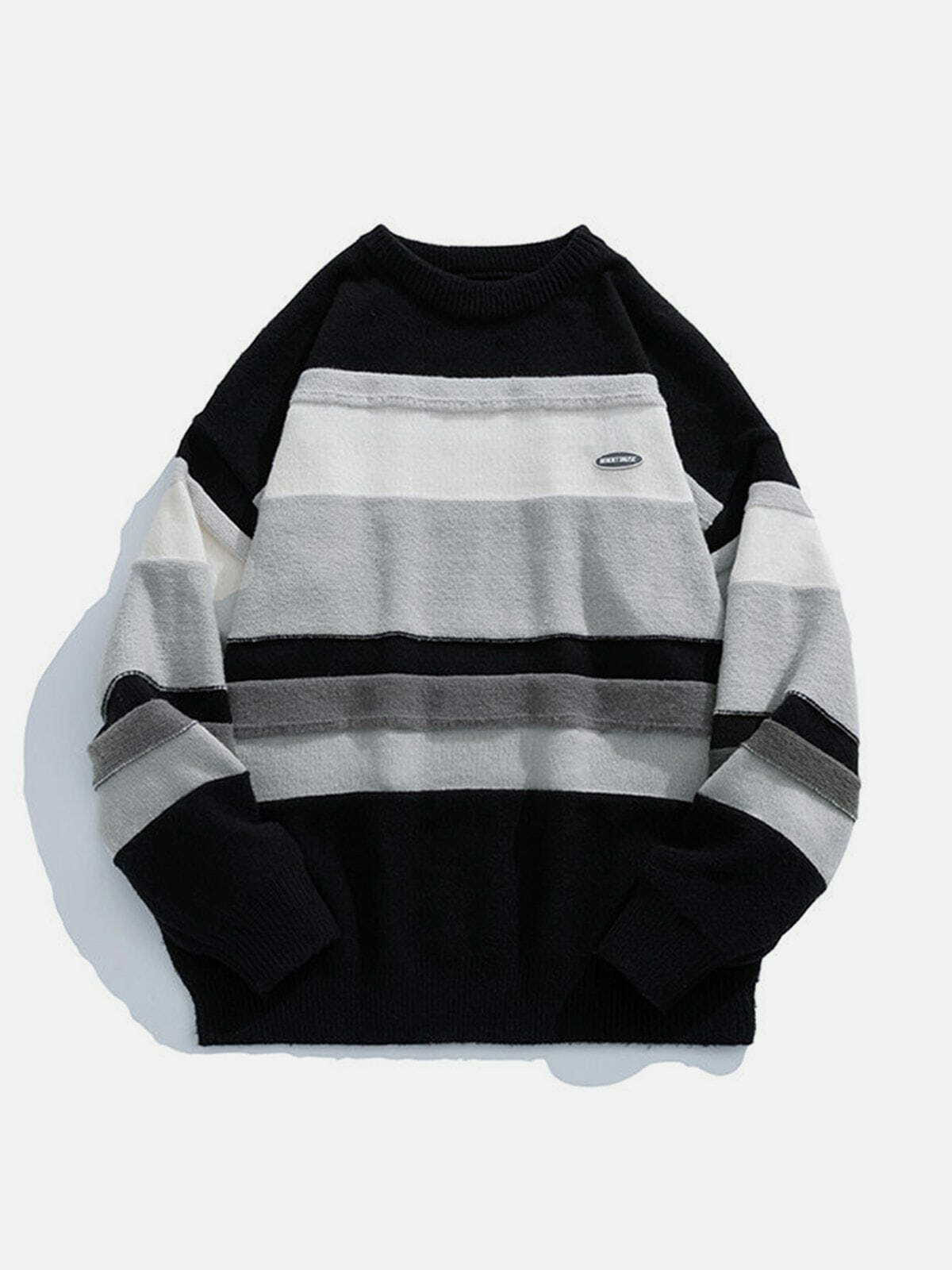 revolutionary stripes splicing sweater urban edge & y2k chic 4154