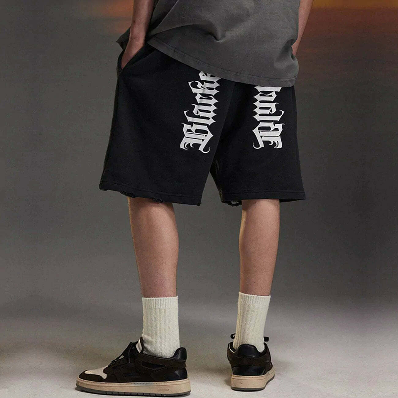 ripped drawstring shorts edgy streetwear essential 3415