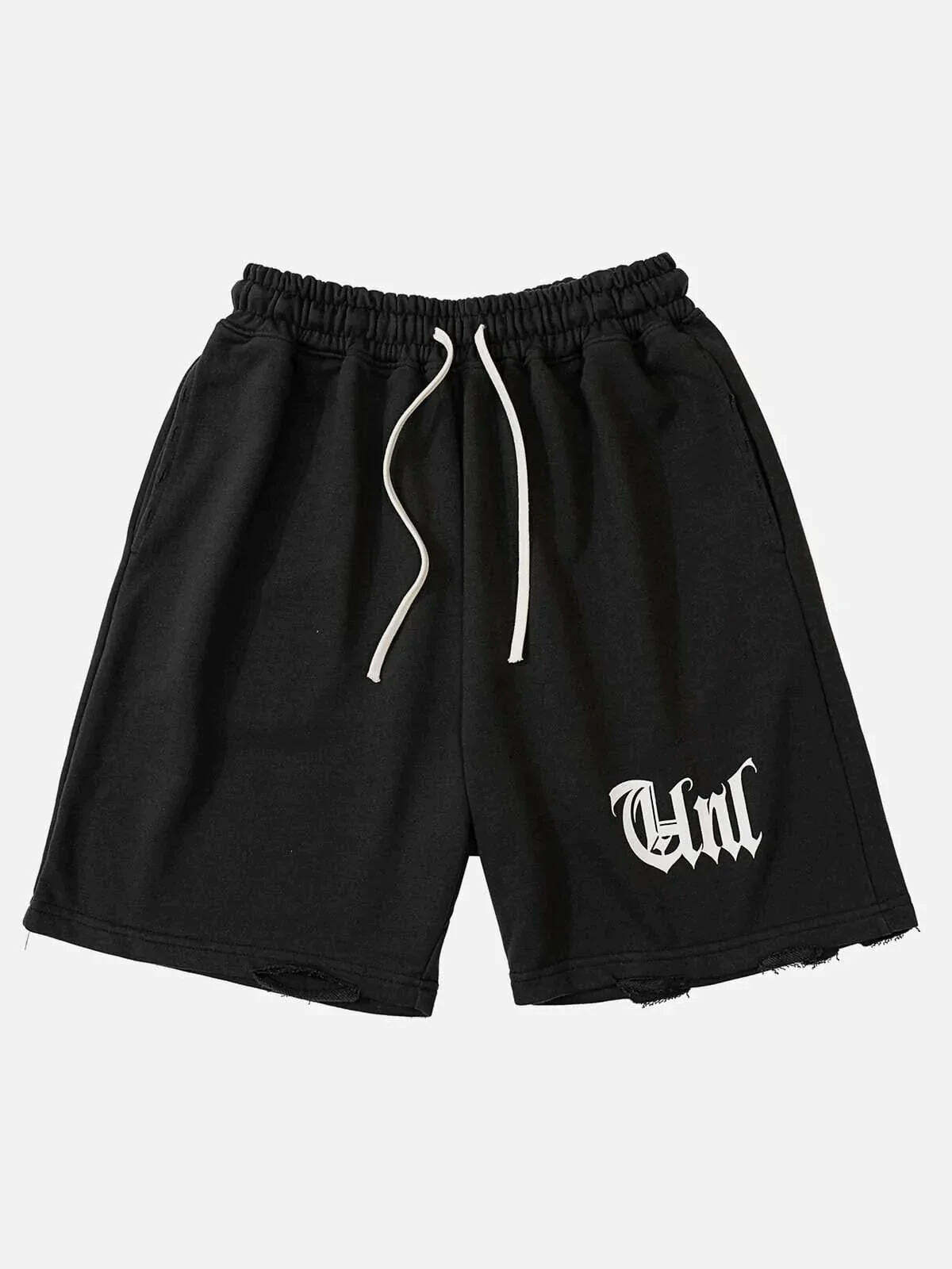 ripped drawstring shorts edgy streetwear essential 6659