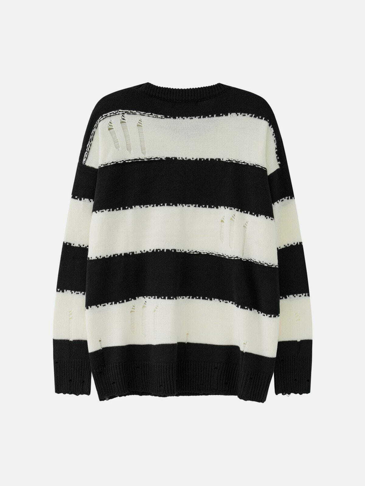 ripped jacquard sweater edgy streetwear staple 2034