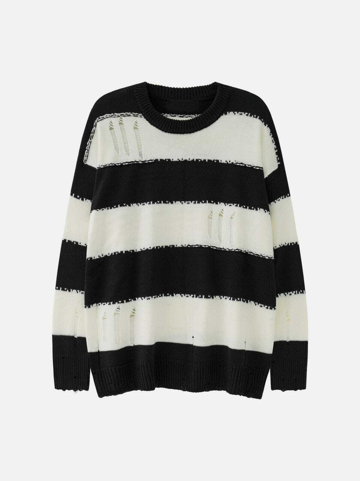 ripped jacquard sweater edgy streetwear staple 7108