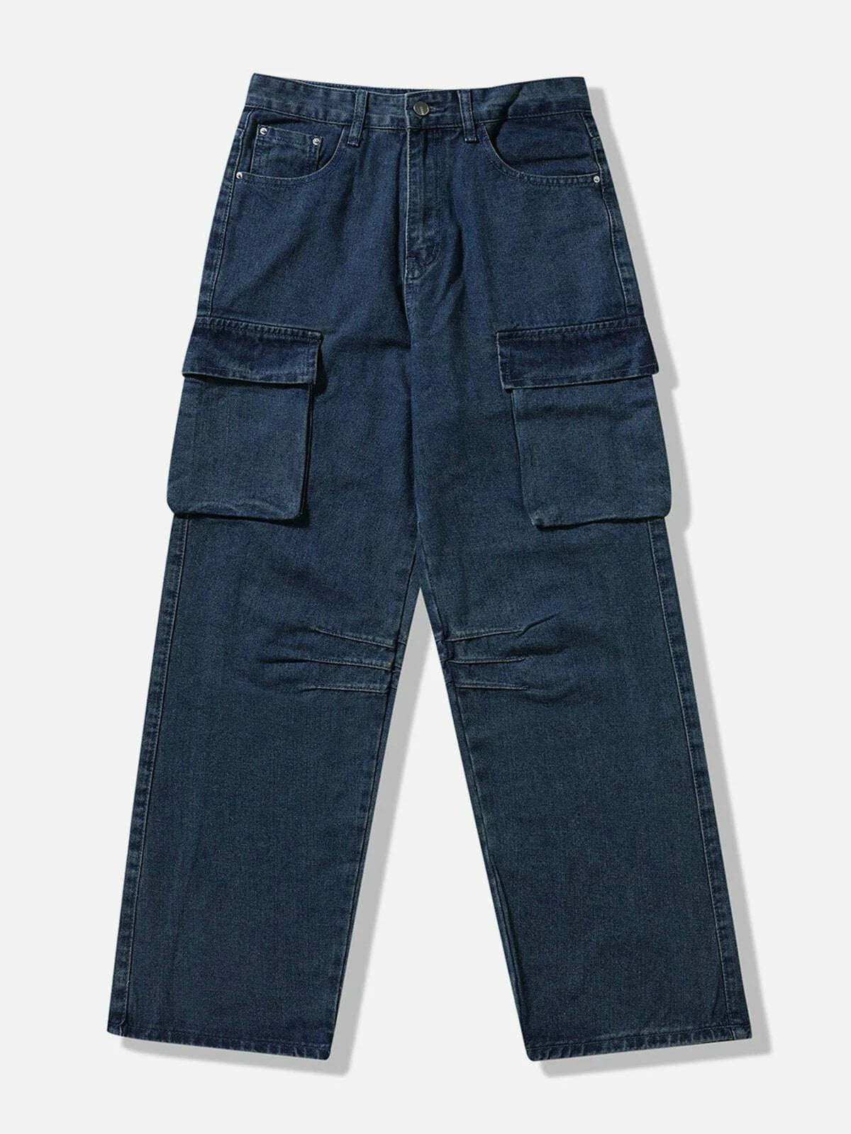 ruched jeans with oversized pockets edgy & functional 3196