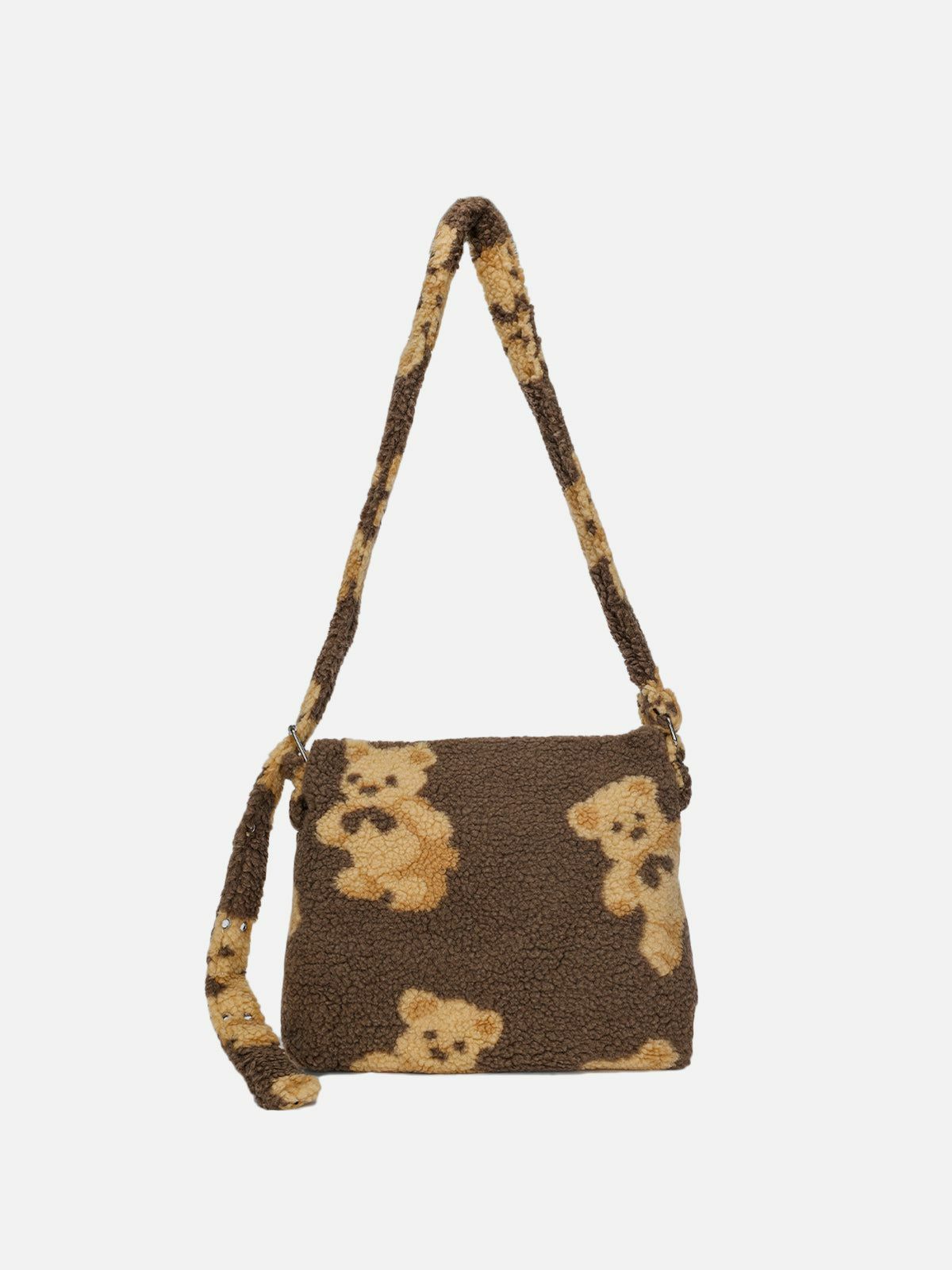 sherpa bear print shoulder bag quirky & y2k streetwear accessory 1473