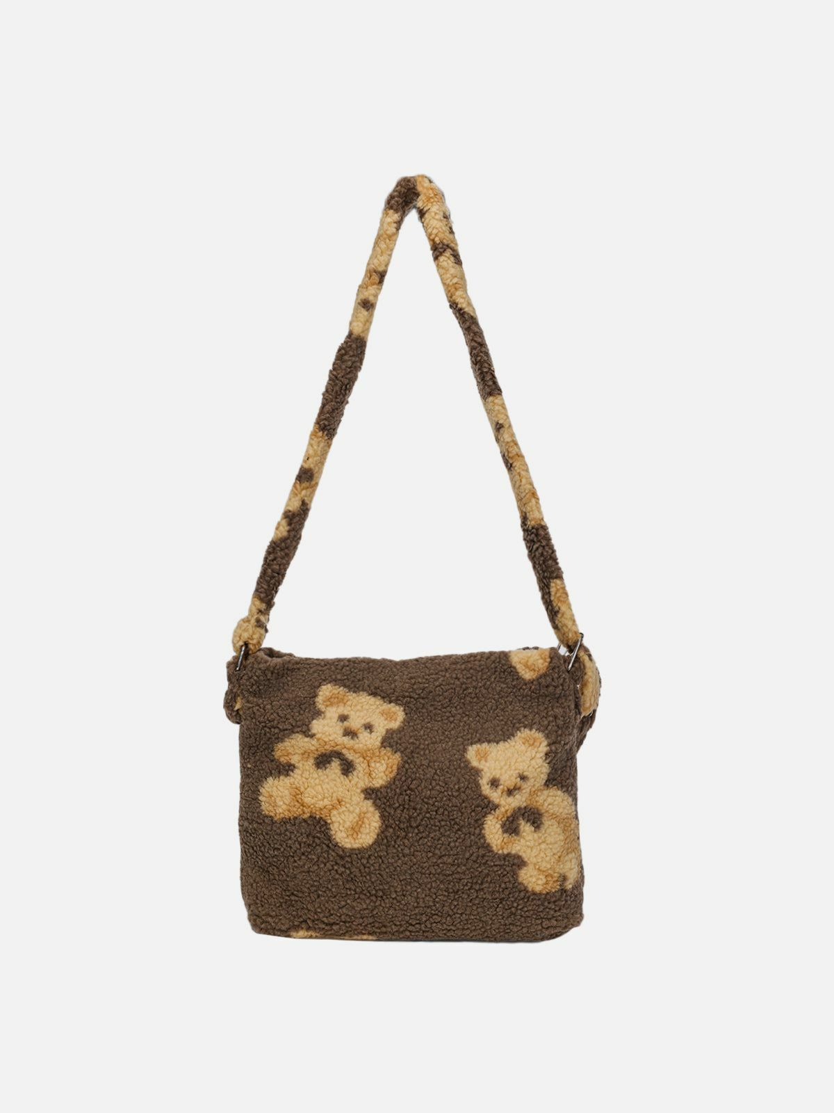 sherpa bear print shoulder bag quirky & y2k streetwear accessory 3622