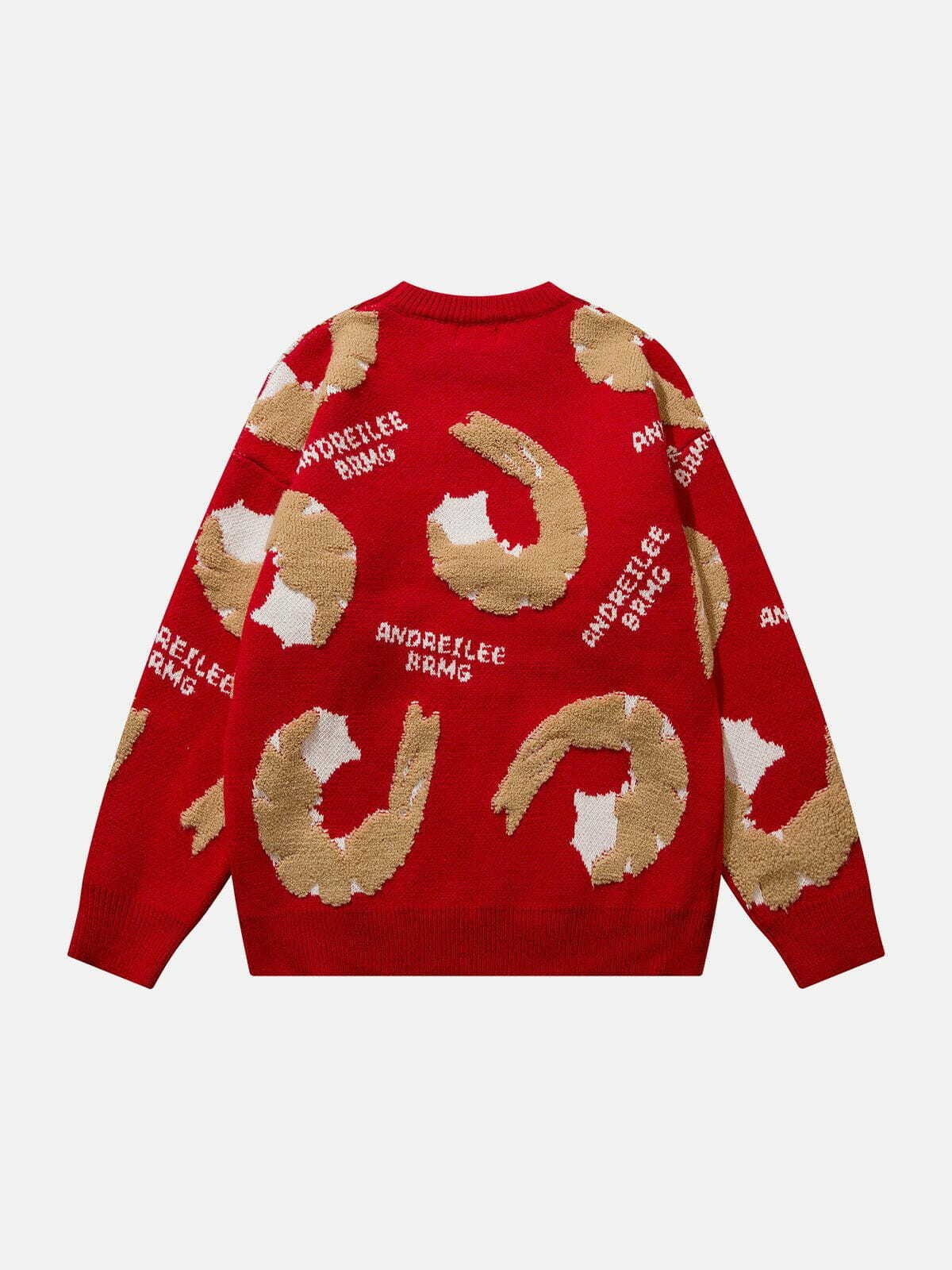 shrimp jacquard knit sweater fun & eclectic streetwear 1164