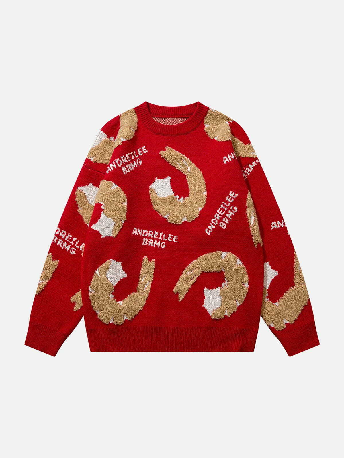shrimp jacquard knit sweater fun & eclectic streetwear 8052