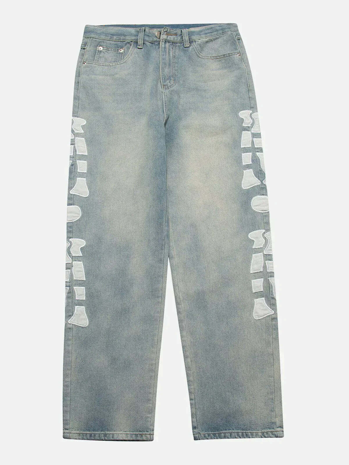 skull embroidered vintage jeans edgy & retro streetwear 7712