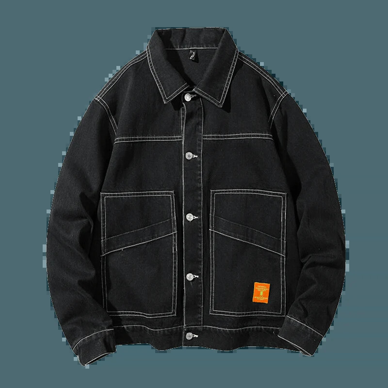 sleek black denim jacket urban fashion essential 2545