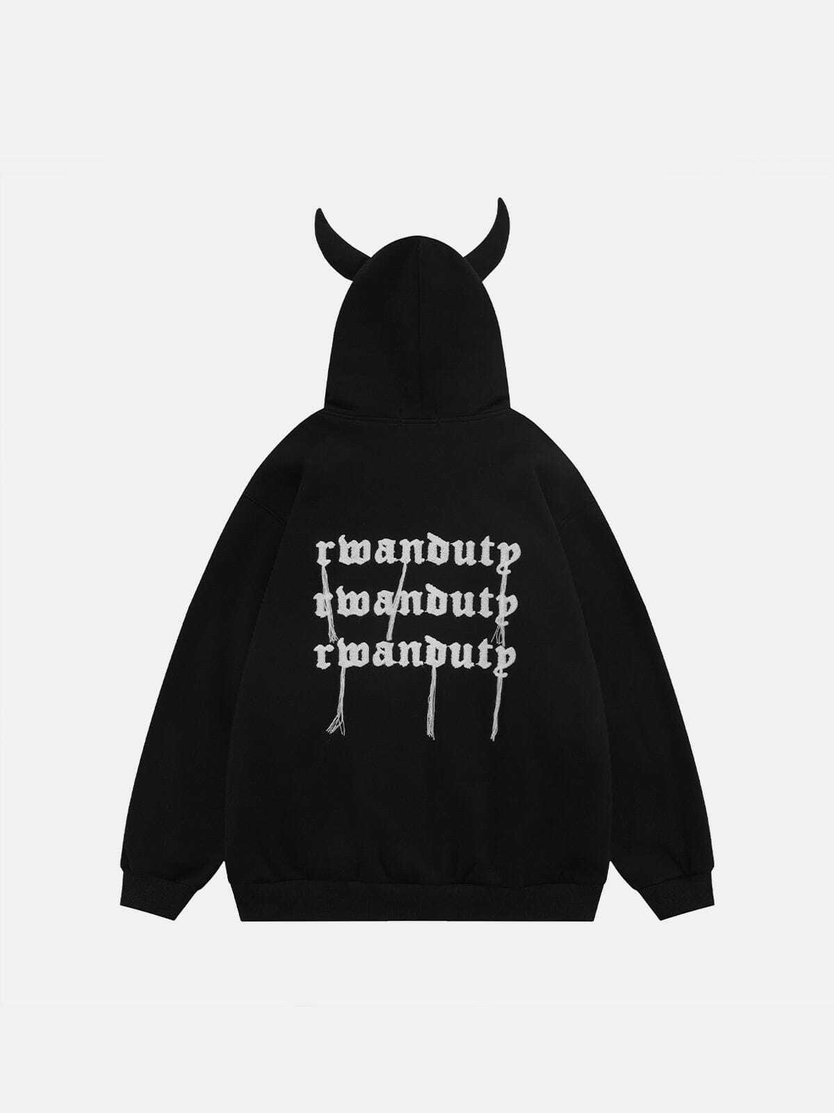 sleek devil head hoodie edgy streetwear icon 4165
